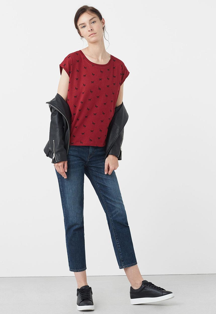 MANGO - All-over Print T-shirt Red