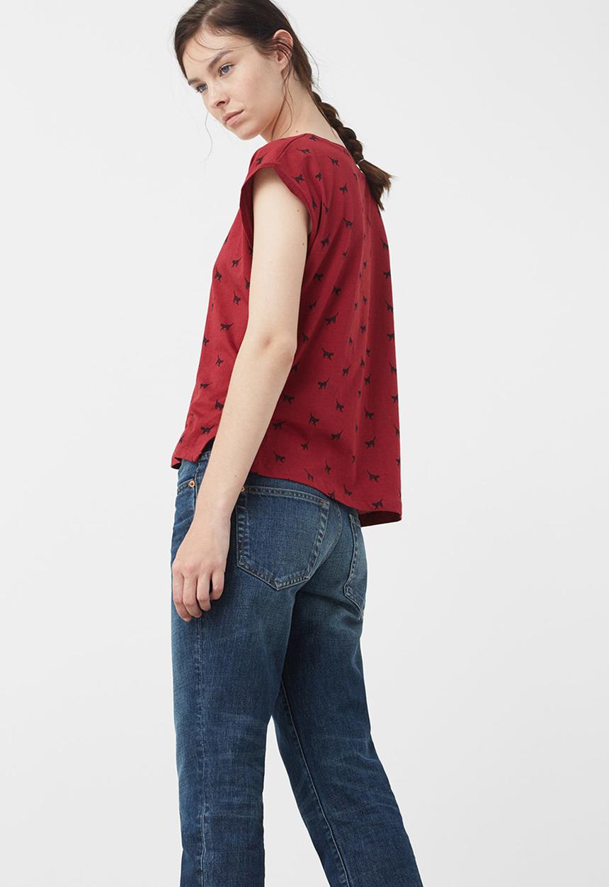 MANGO - All-over Print T-shirt Red