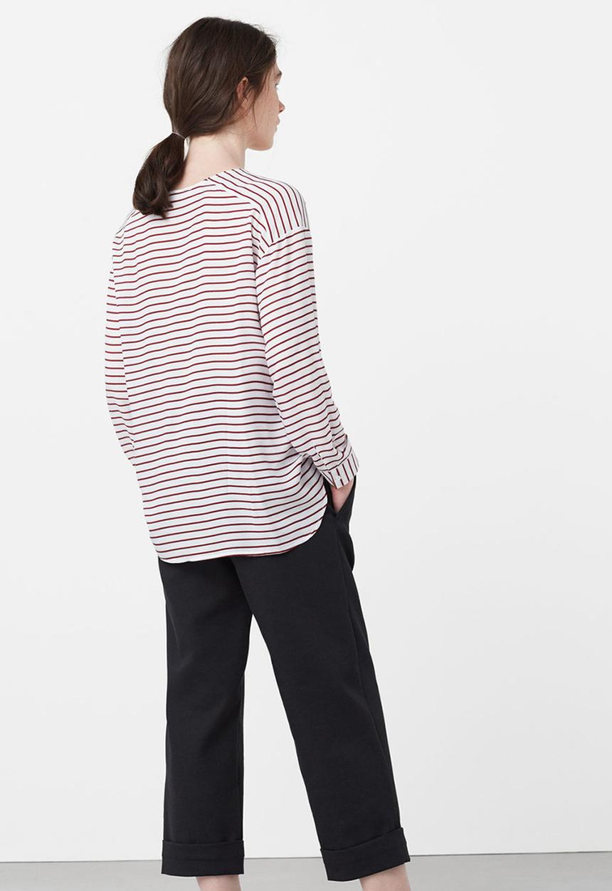 MANGO - Striped Round Neck Shirt Off White