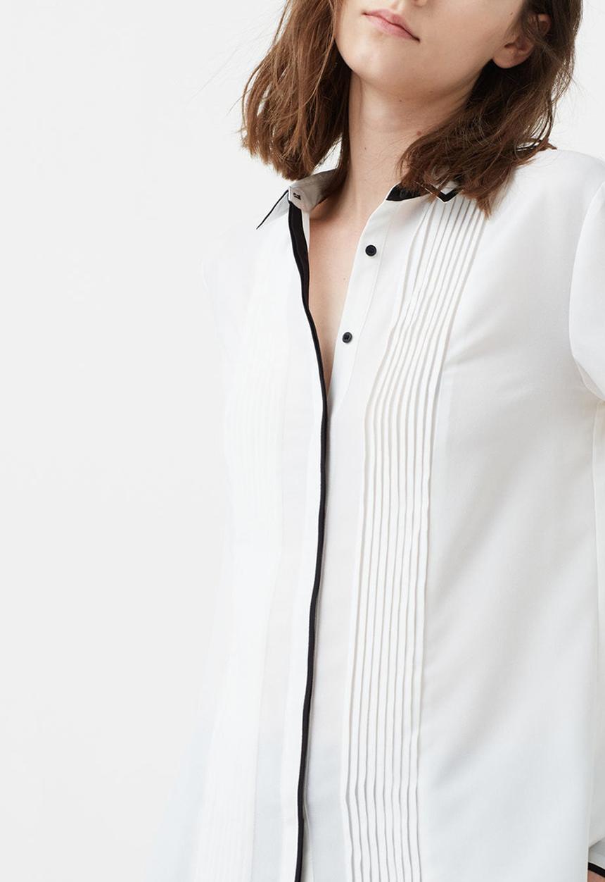 MANGO - Contrast Trim Shirt White