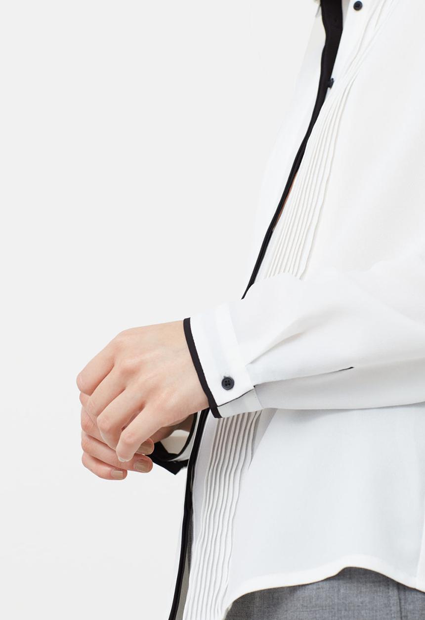 MANGO - Contrast Trim Shirt White
