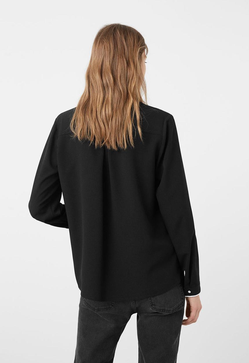 MANGO - Contrast Trim Shirt Black