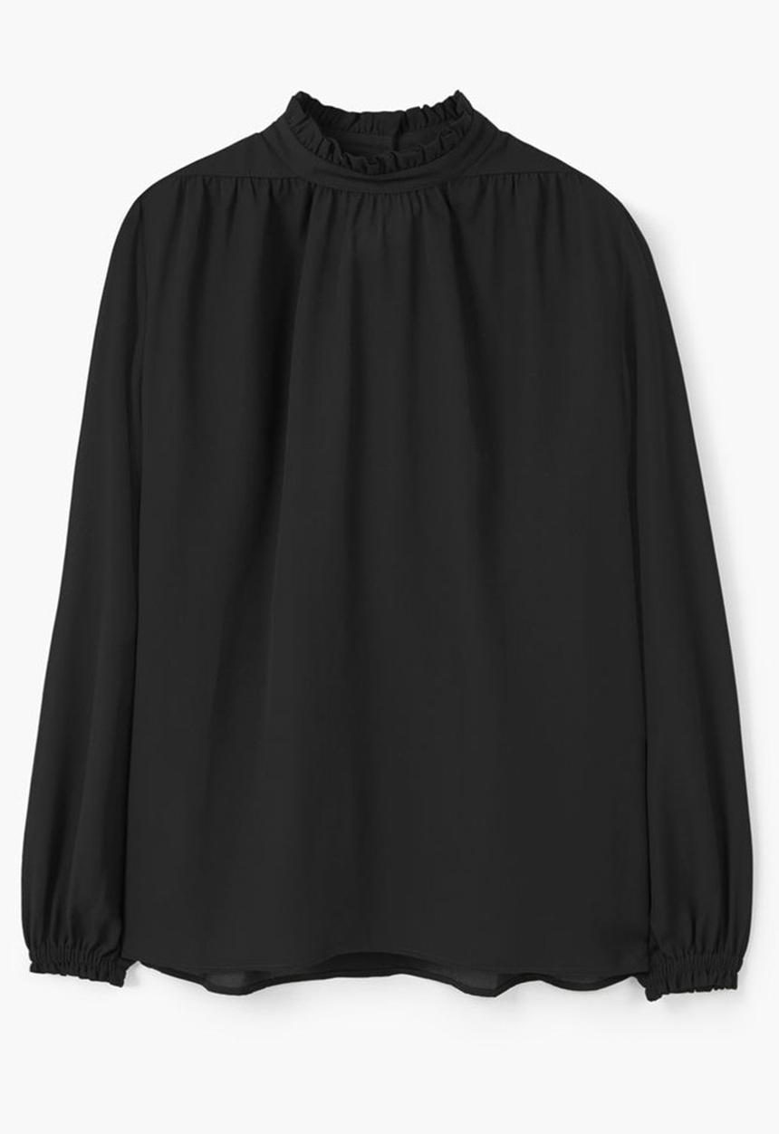MANGO - High Neck Blouse Black