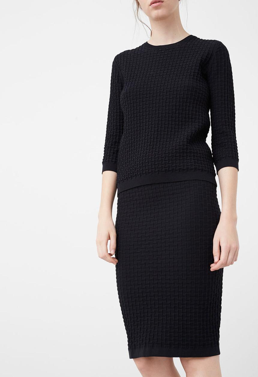 MANGO - Textured Pencil Skirt Black
