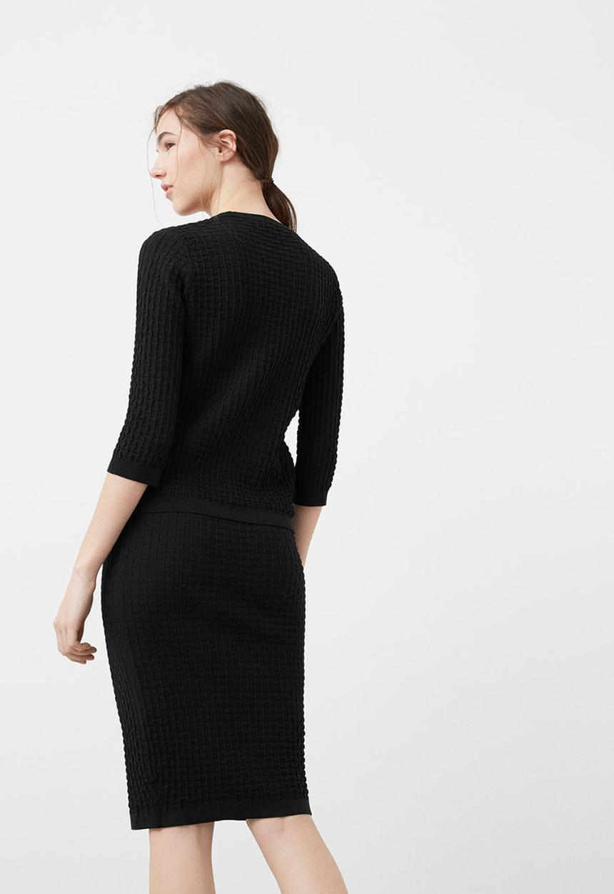 MANGO - Textured Pencil Skirt Black