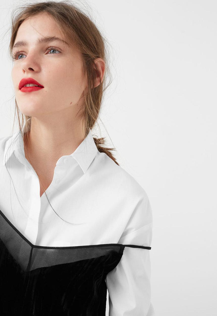 MANGO - Thin Strap Velvet Top Black