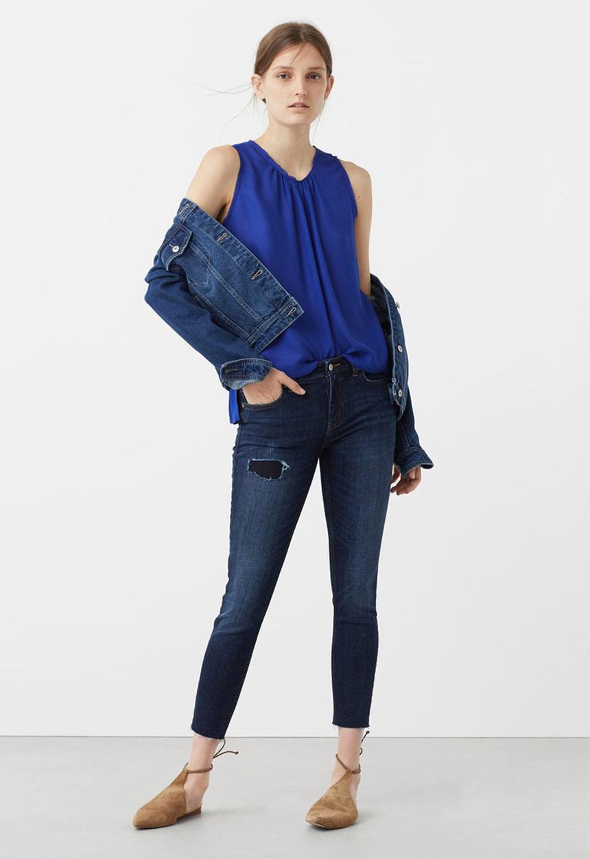 MANGO - Flowy Sleeveless Blouse Cobalt