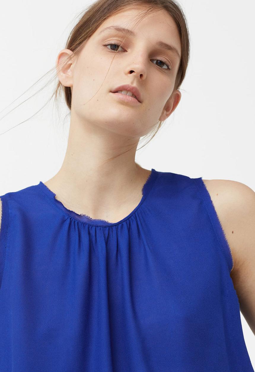MANGO - Flowy Sleeveless Blouse Cobalt