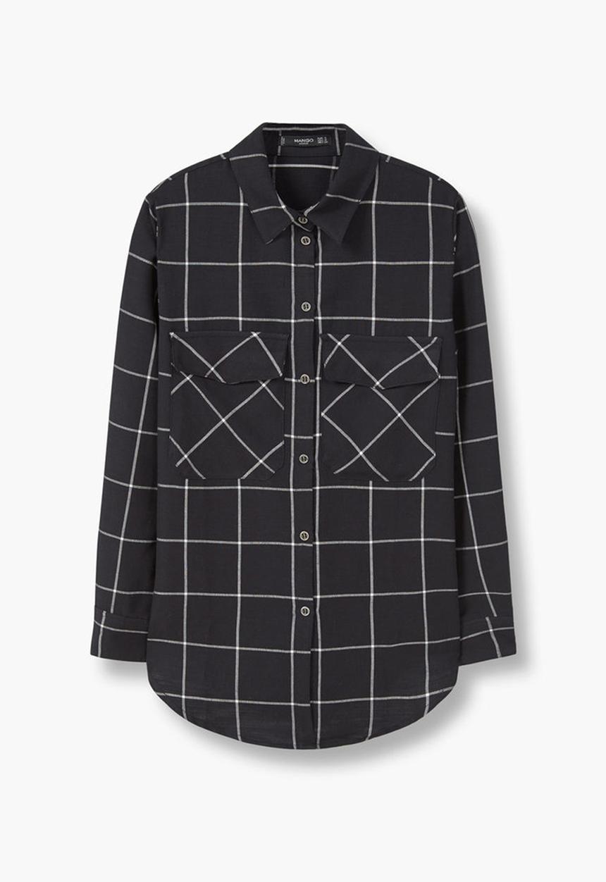 MANGO - Check Shirt Black