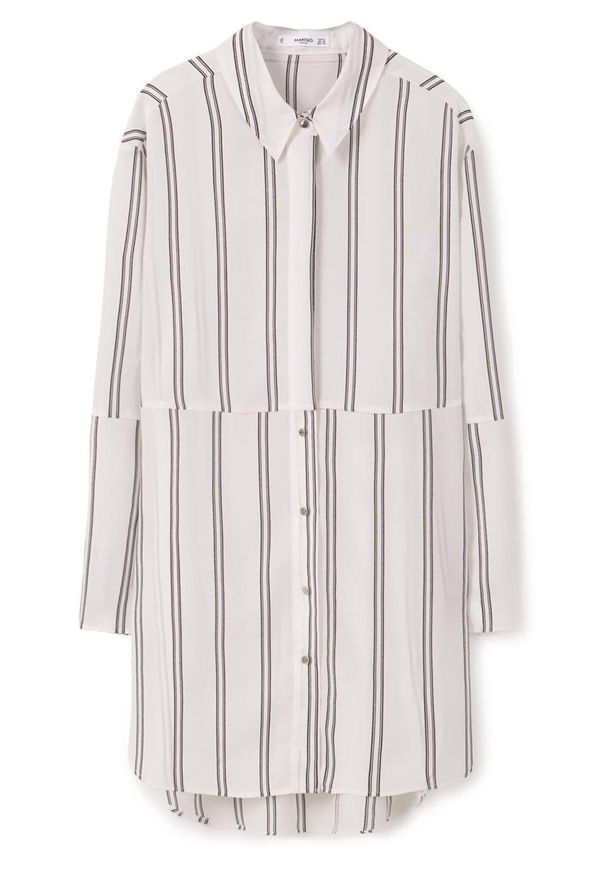 MANGO - Contrast Striped Shirt Black and White