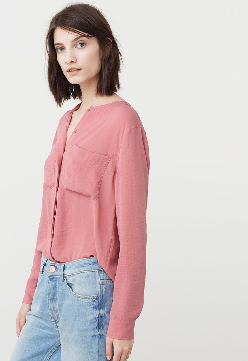 MANGO - Long Sleeve Flowy Shirt Mid Pink