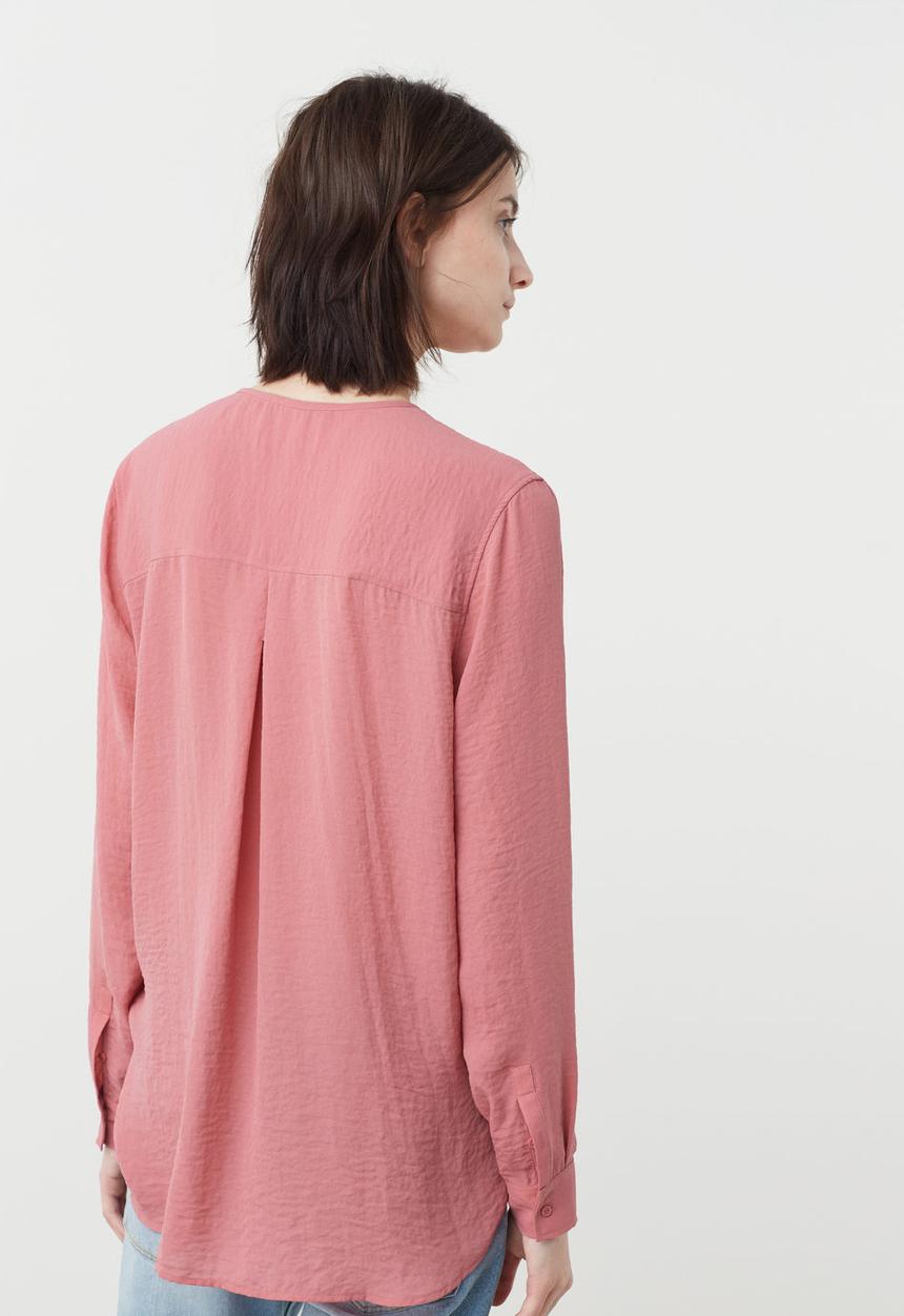 MANGO - Long Sleeve Flowy Shirt Mid Pink