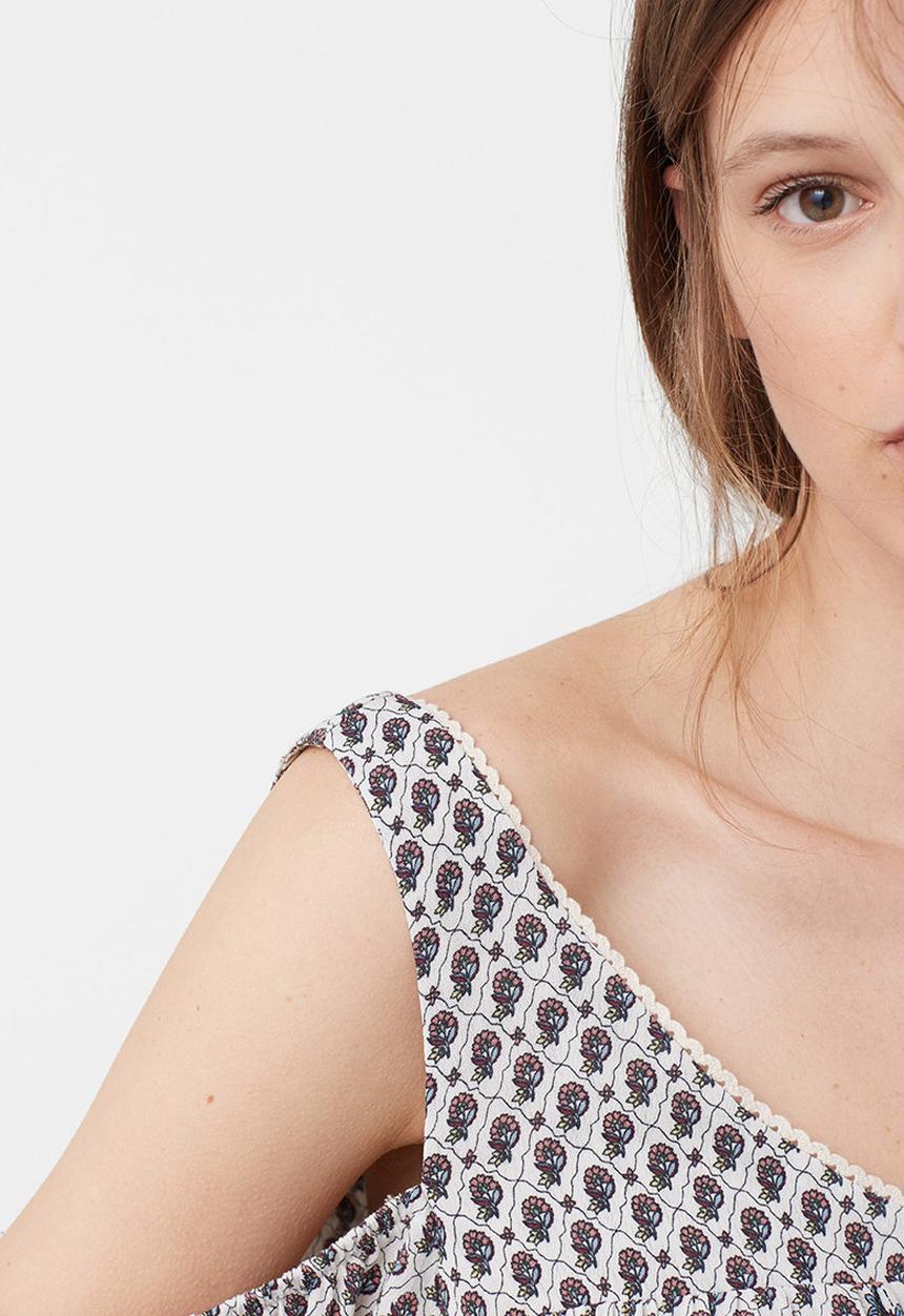 MANGO - All-over Print Blouse Off White