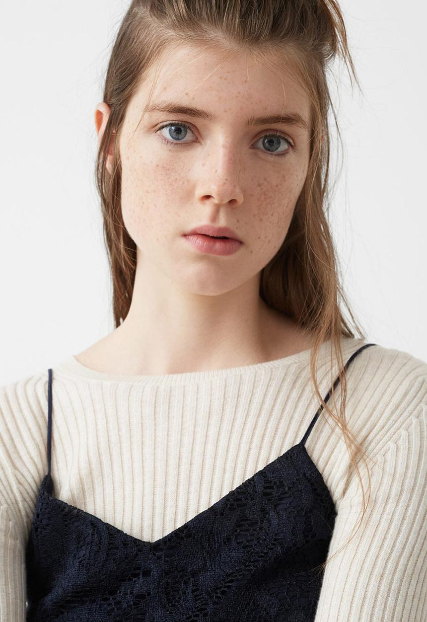 MANGO - All-over Lace Top Navy