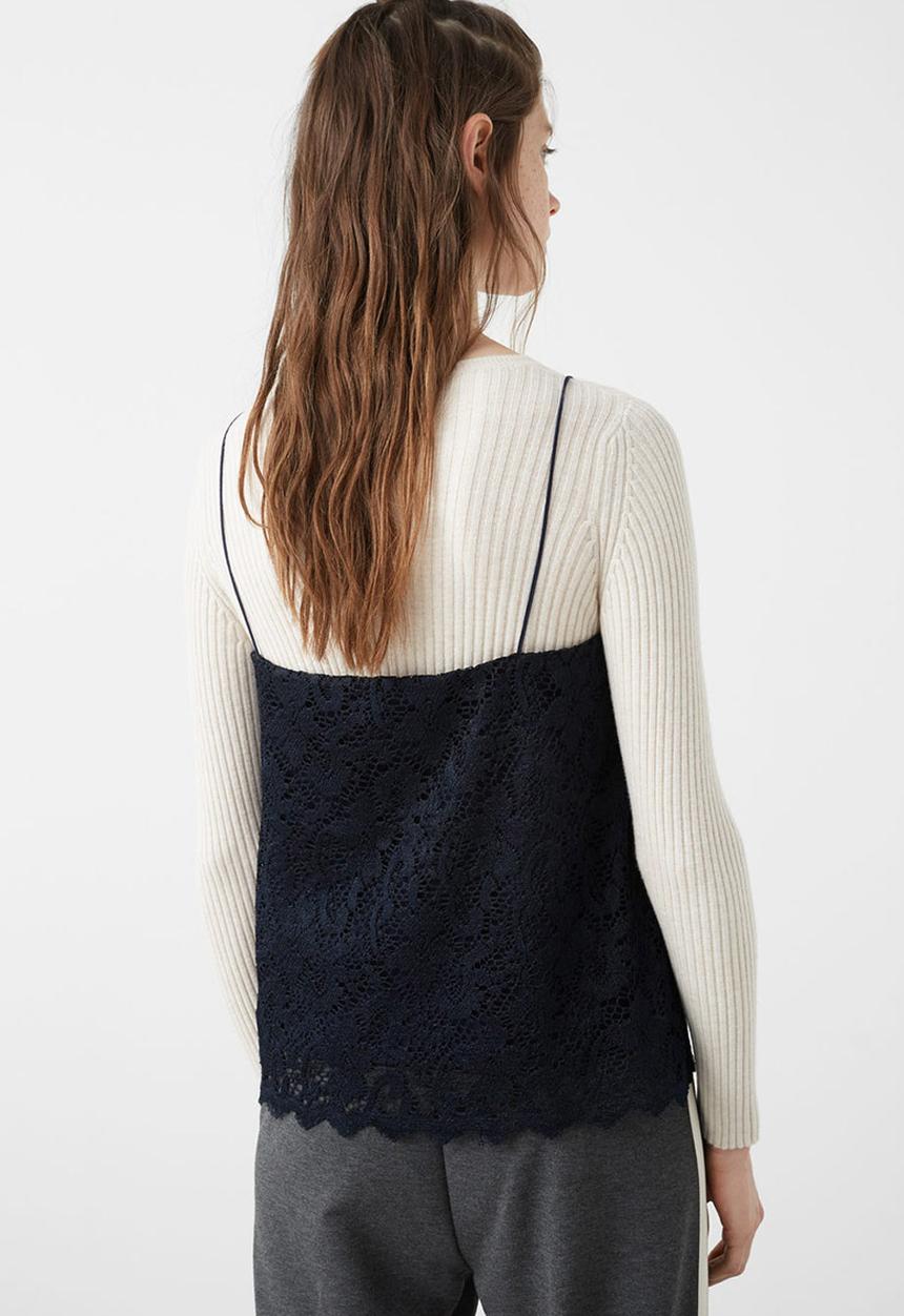 MANGO - All-over Lace Top Navy