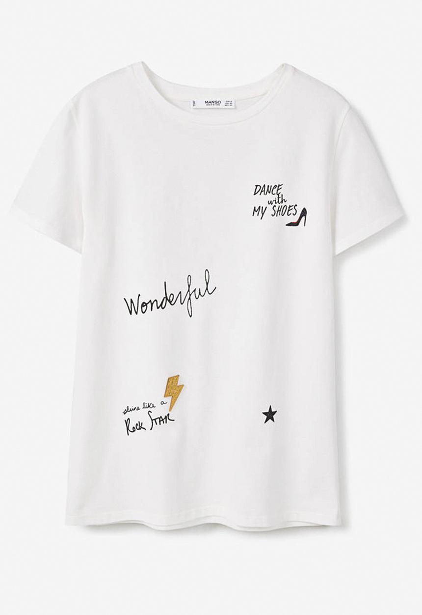 MANGO - Print Detail T-shirt White