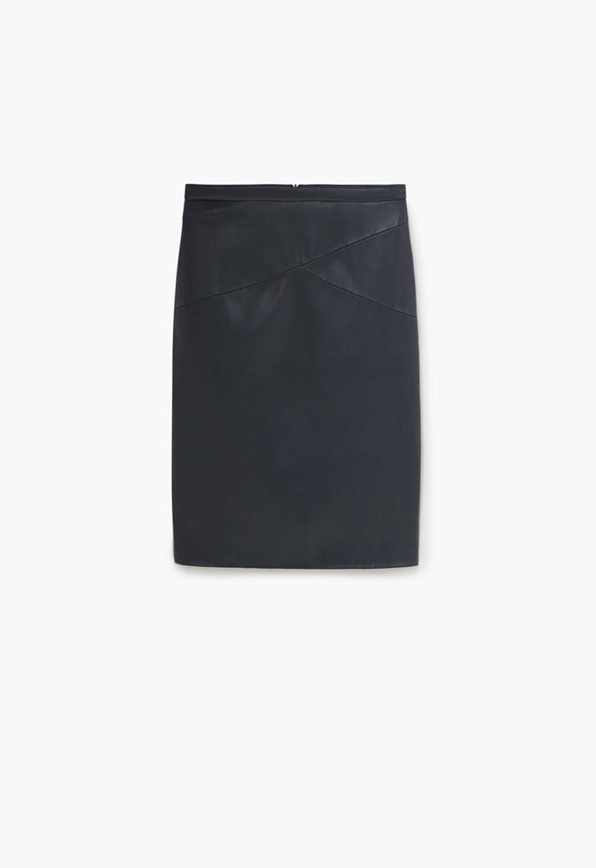 MANGO - Leather Look Pencil Skirt Navy