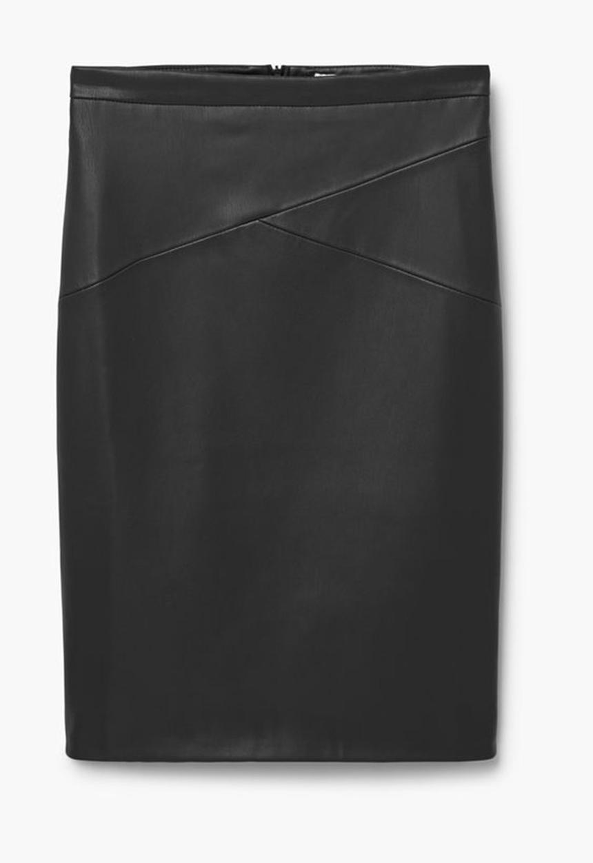 MANGO - Leather Look Pencil Skirt Black