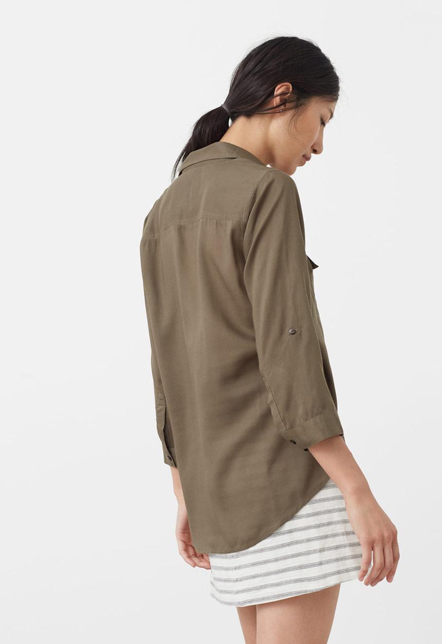 MANGO - Front Pocket Shirt Khaki Green