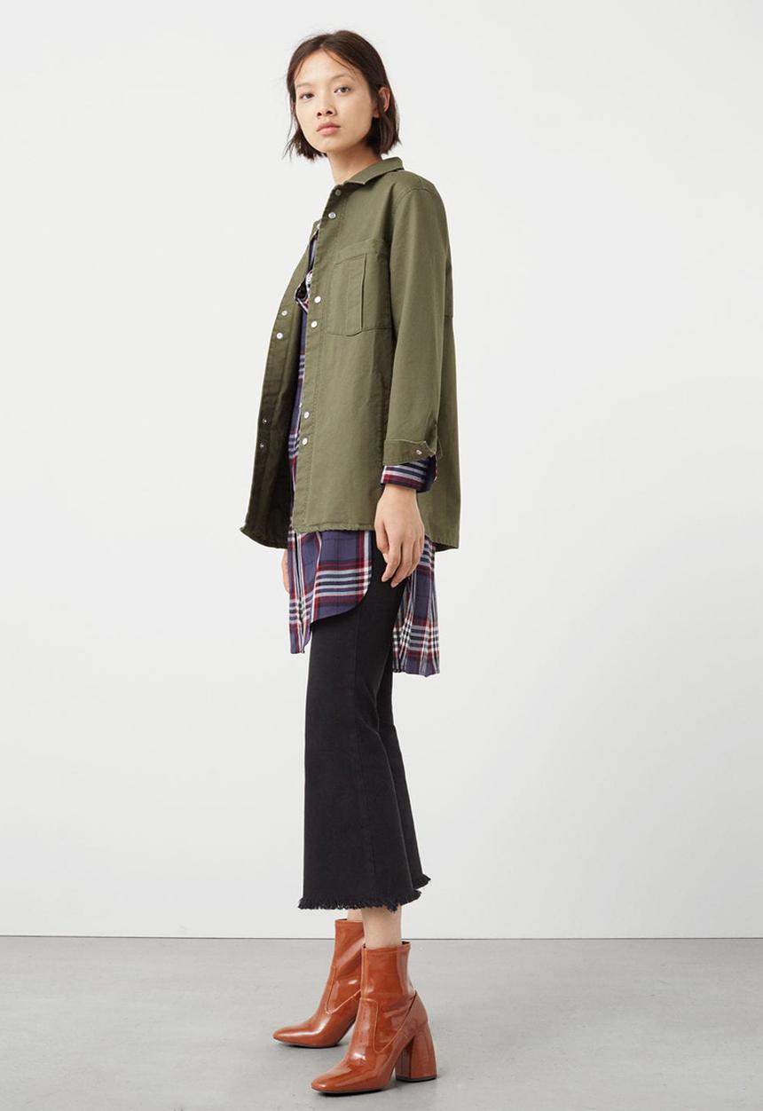 MANGO - Longer Length Check Shirt Navy