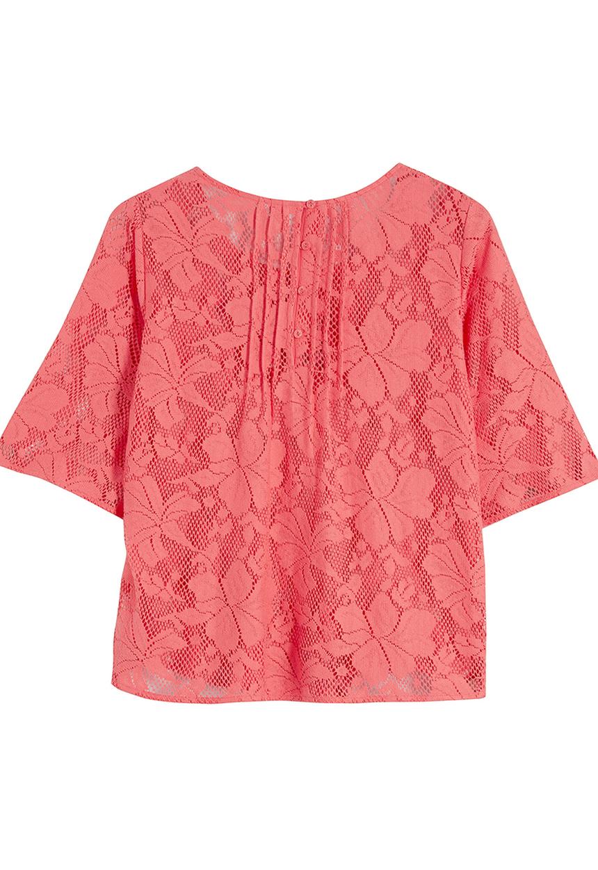 Next - Lace Pintuck Blouse Coral