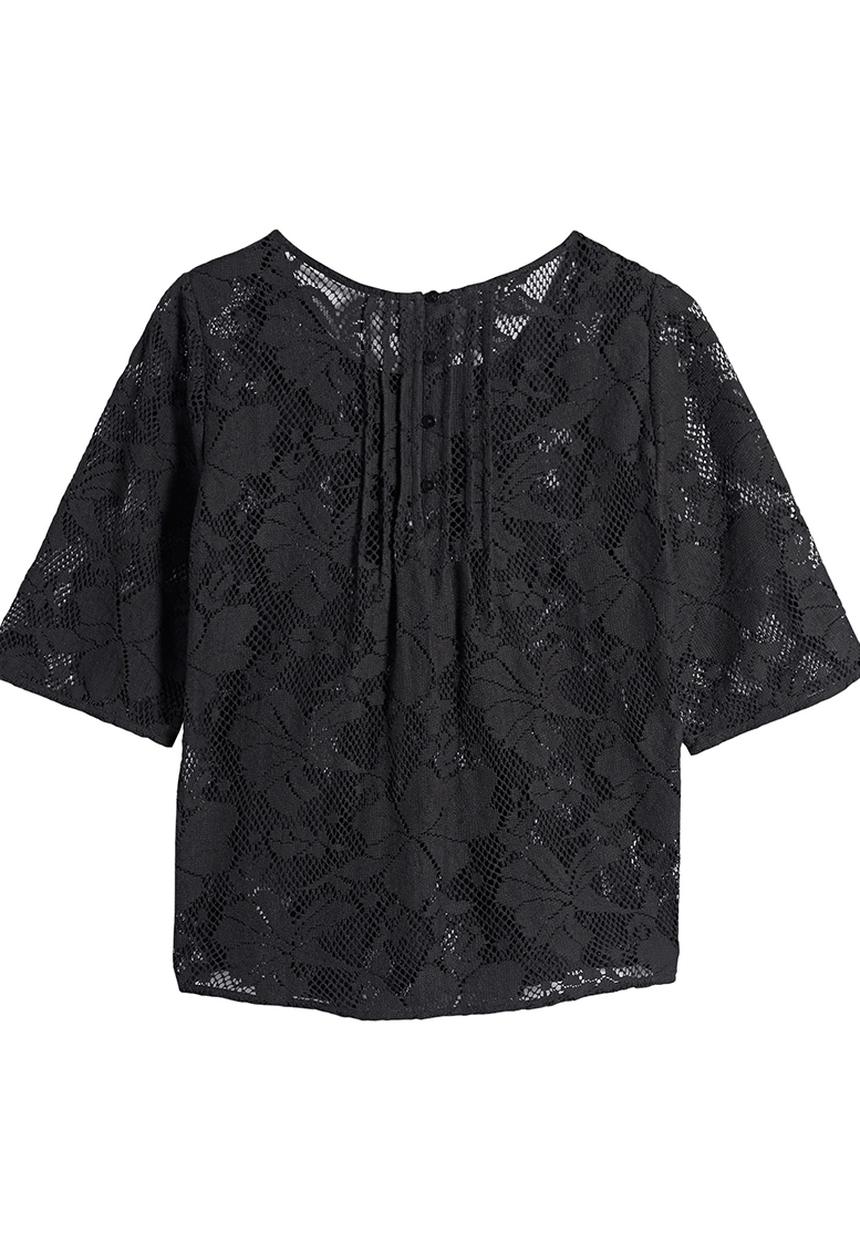 Next - Lace Pintuck Blouse Dark Grey Dark Grey