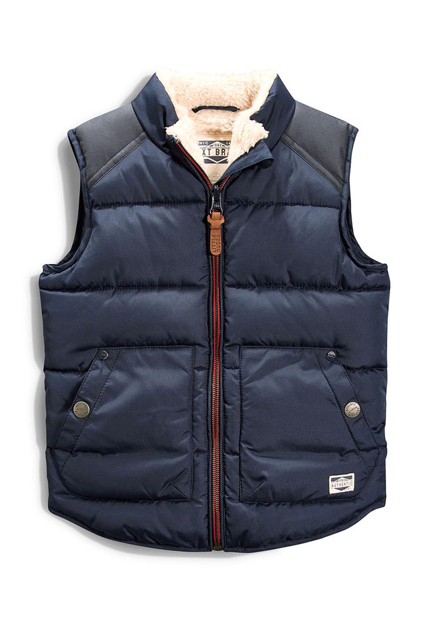 Next - Navy Gilet With Borg Lining Navy