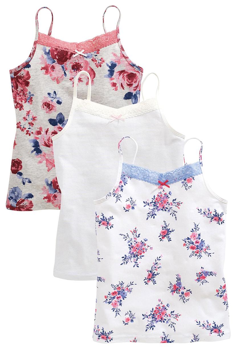 Next - Three Pack Floral Camis Mid Pink