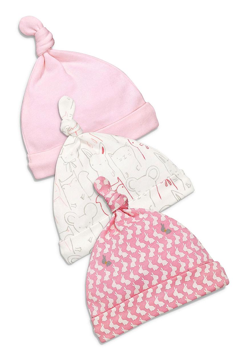 Next - Three Pack Tie Top Hats Mid Pink
