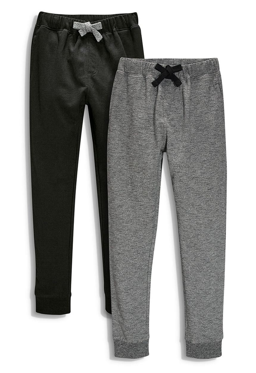 Next - Two Pack Grey And Black Textured Joggers Black