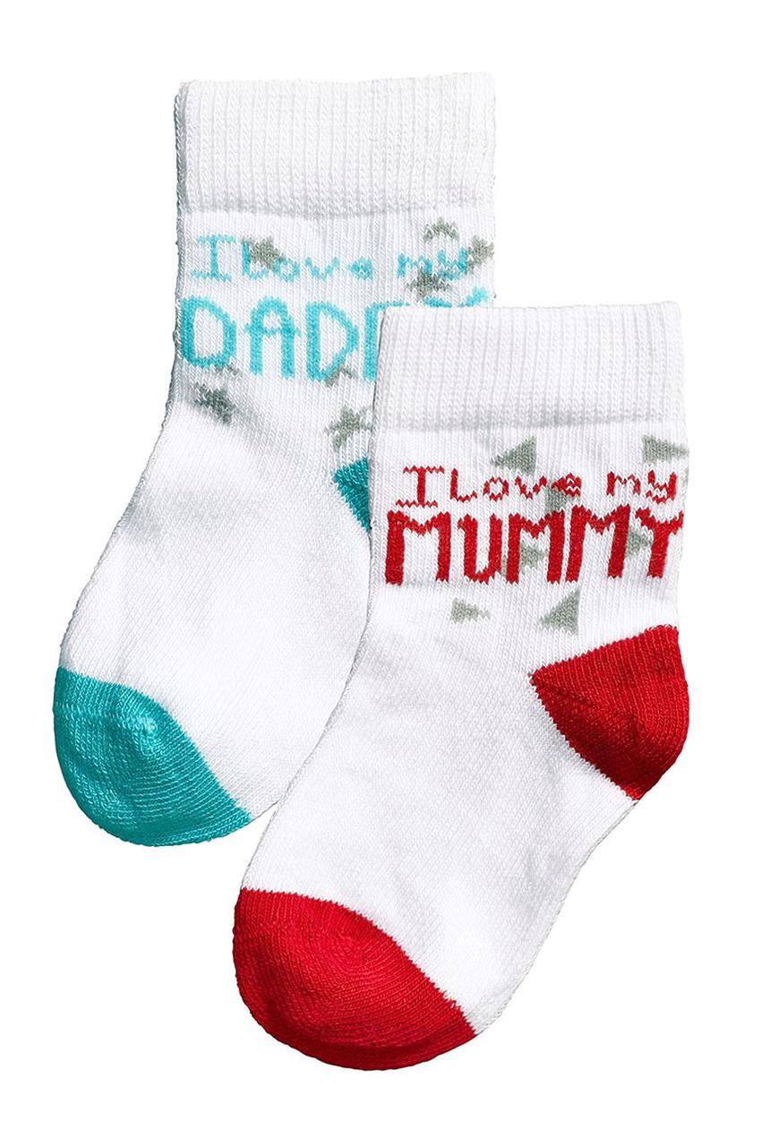 Next - Two Pack Mummy Daddy Socks White