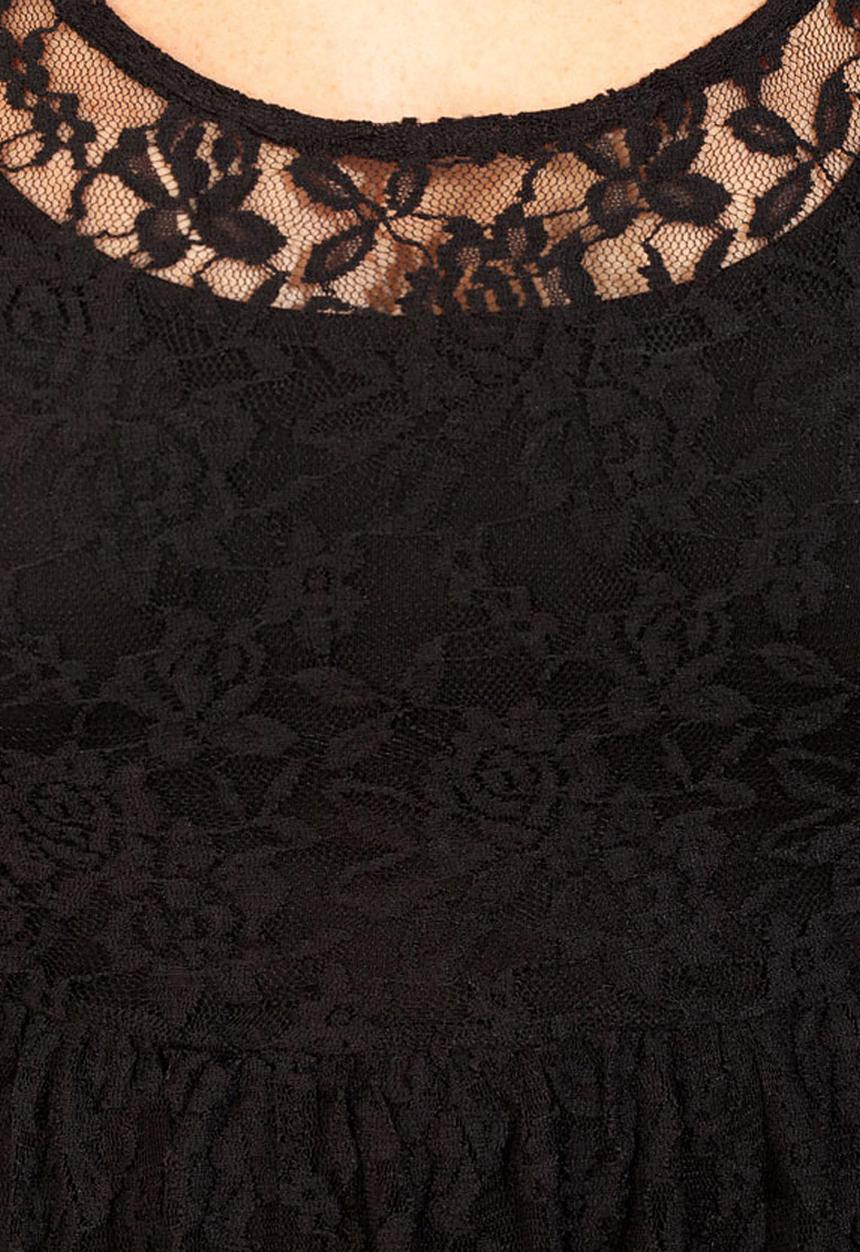 City Chic - Long-sleeve lace tunic Black