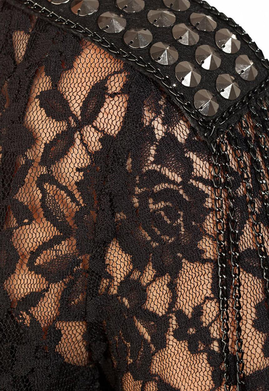 City Chic - Long-sleeve lace tunic Black
