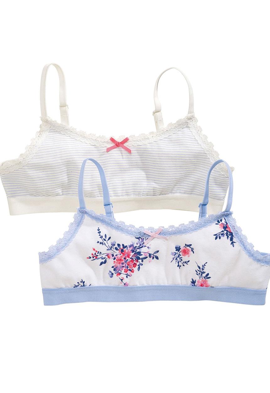 Next - Two Pack Floral Crop Tops Blue and White