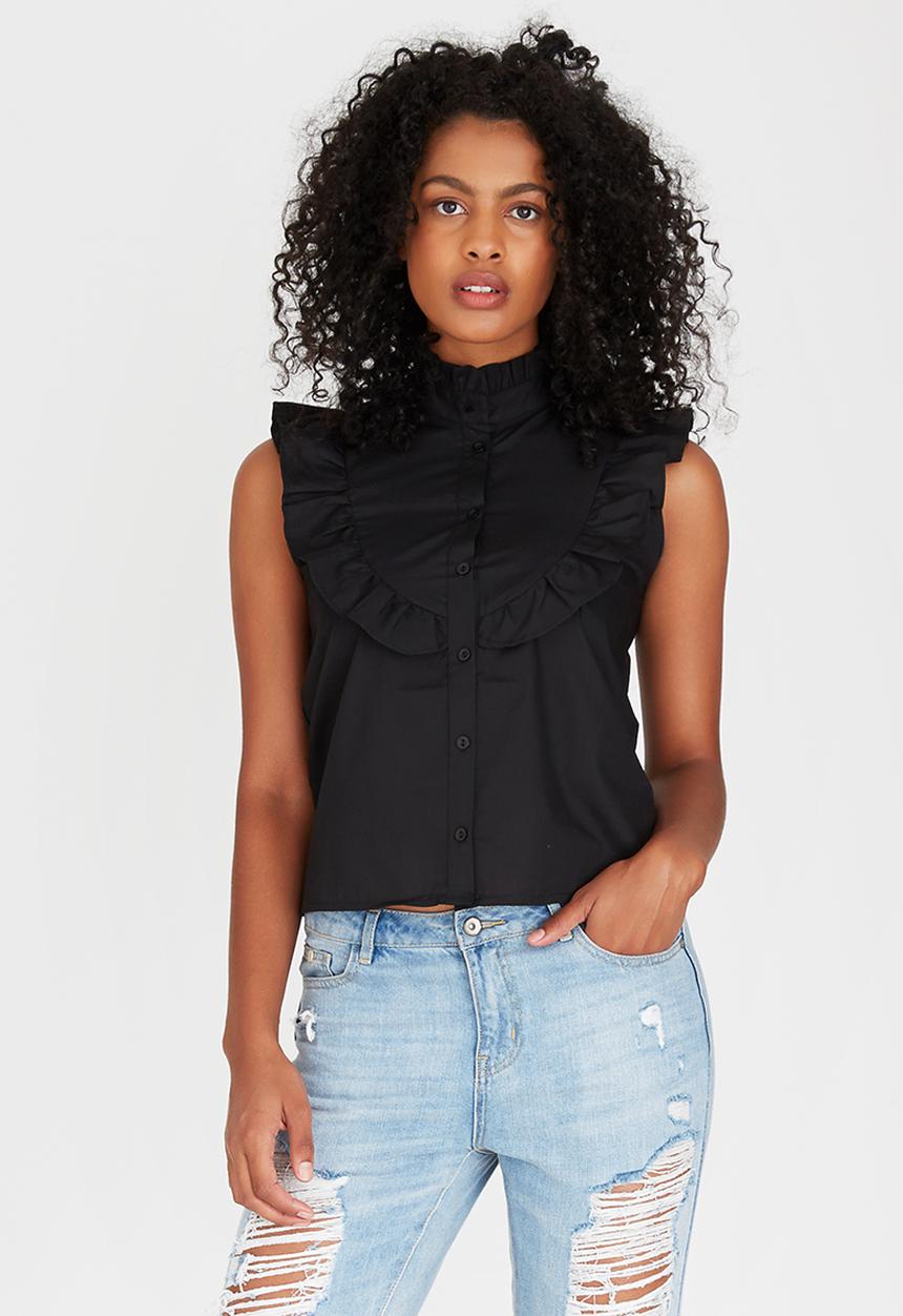 STYLE REPUBLIC - Frill Detail Shirt Black