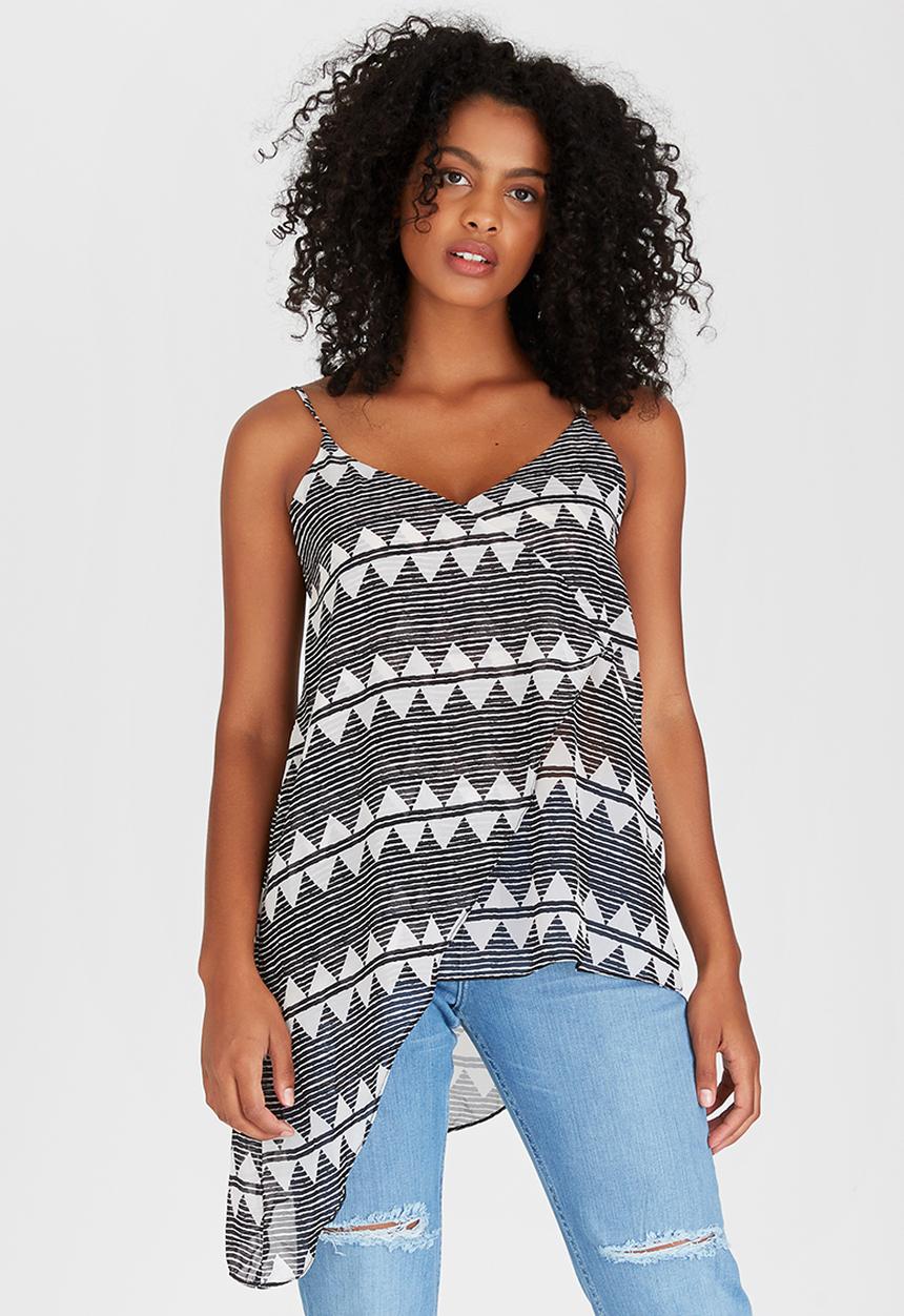 STYLE REPUBLIC - Asymmetrical Cami Black and White