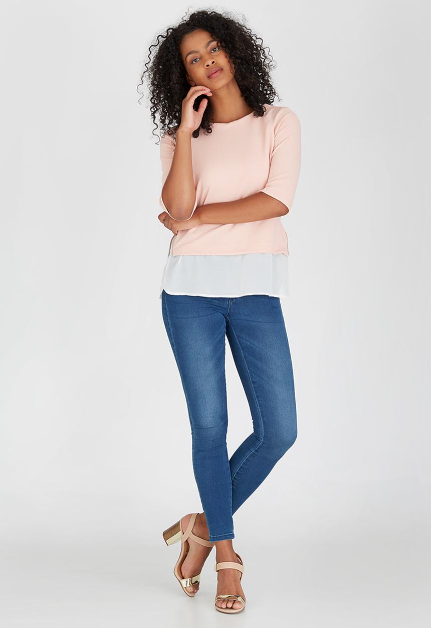 edit - Colour Block Side Zip Top Pale Pink
