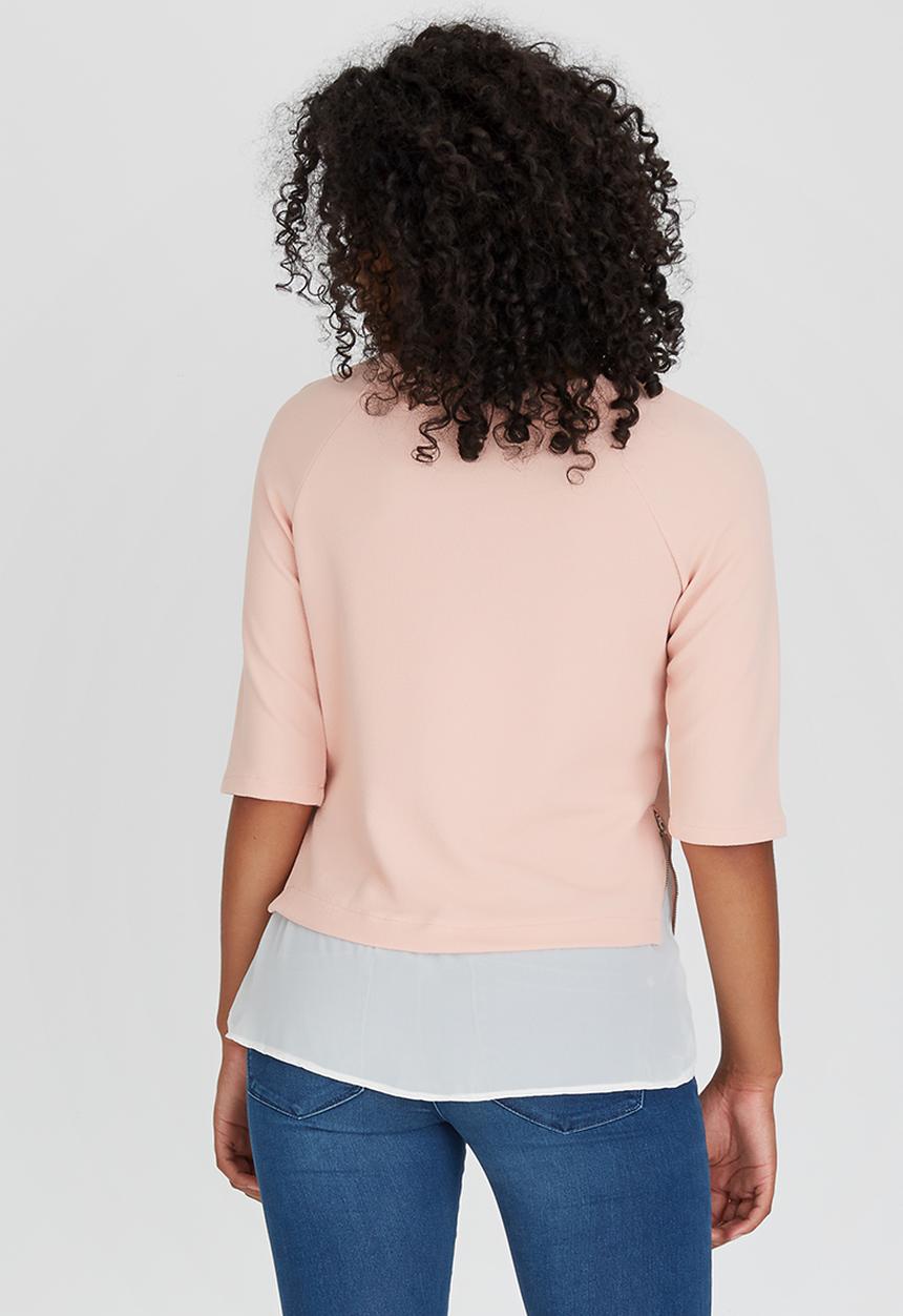 edit - Colour Block Side Zip Top Pale Pink