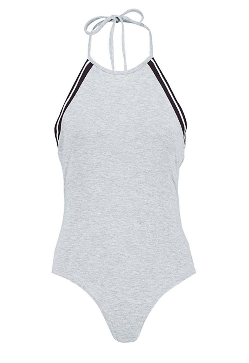 BoohooDNU - Halter Bodysuit  Grey