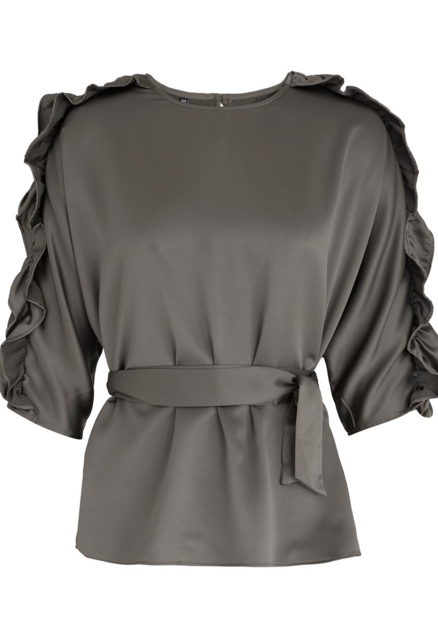 STYLE REPUBLIC - Frill Detail Blouse Dark Green