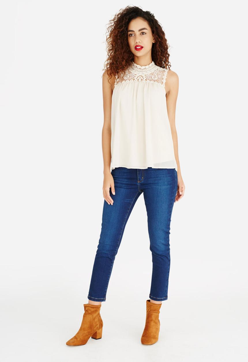 ONLY - Cat High Neck Sleeveless Blouse Stone