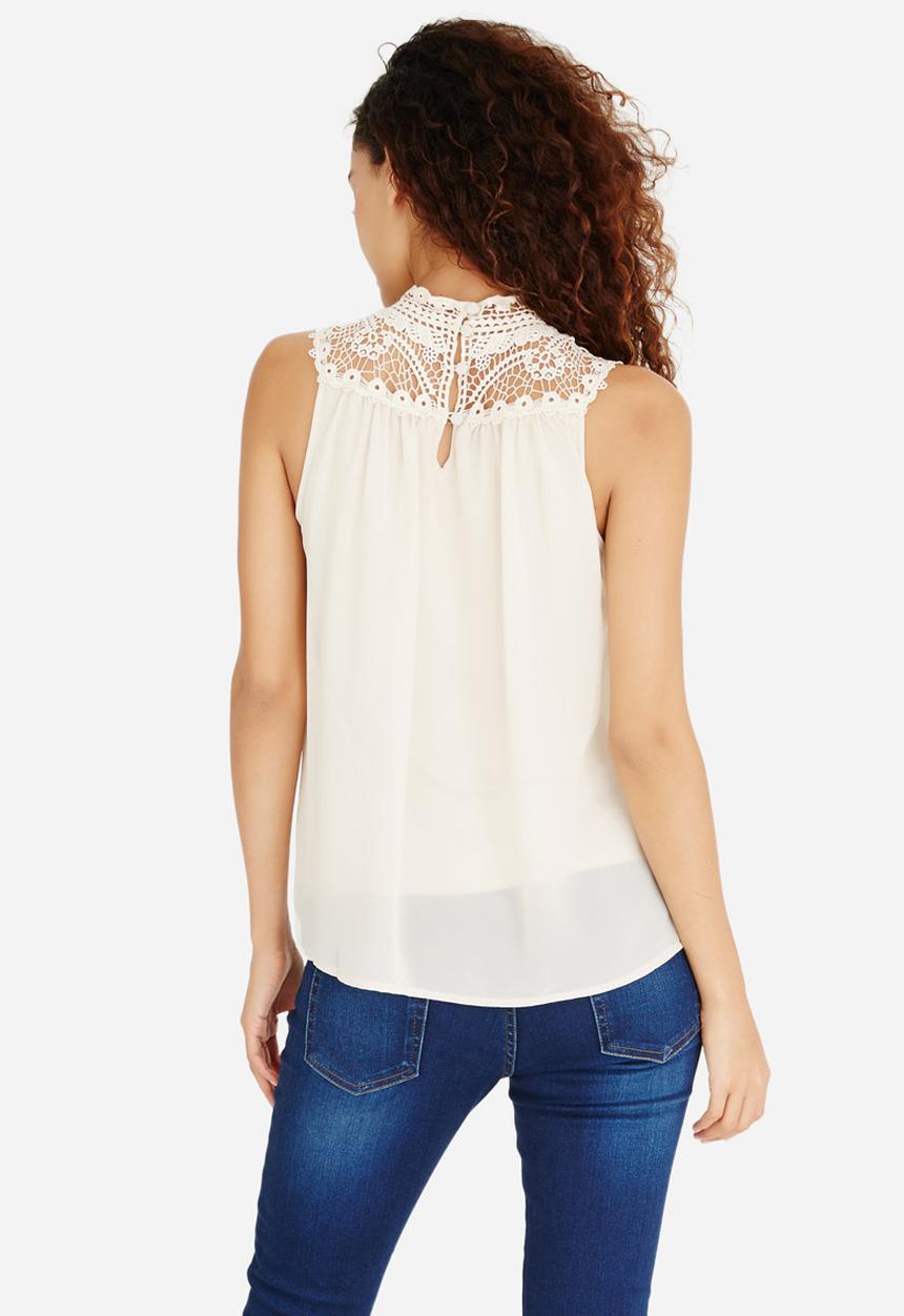 ONLY - Cat High Neck Sleeveless Blouse Stone