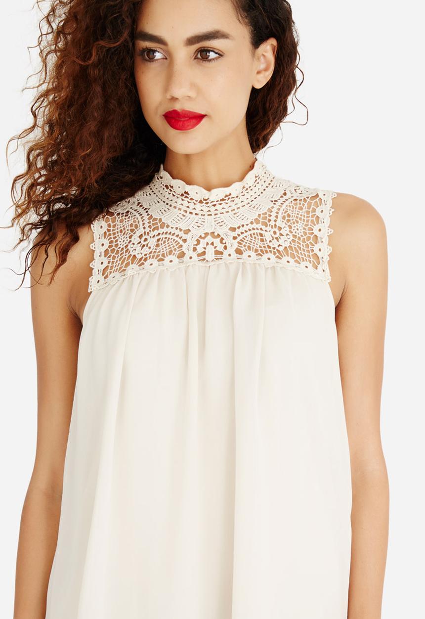 ONLY - Cat High Neck Sleeveless Blouse Stone