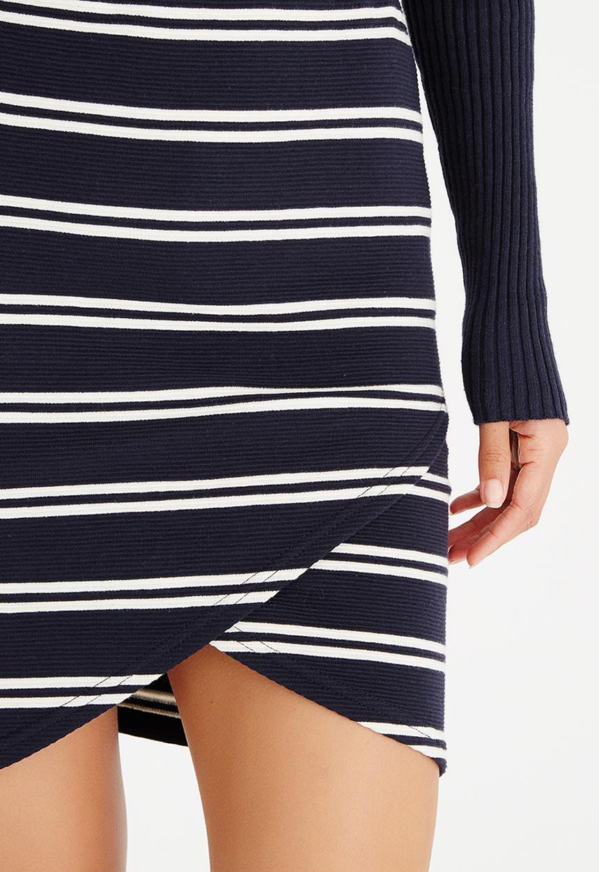 ONLY - Carmen Wrap Detail Mini Skirt Navy & White