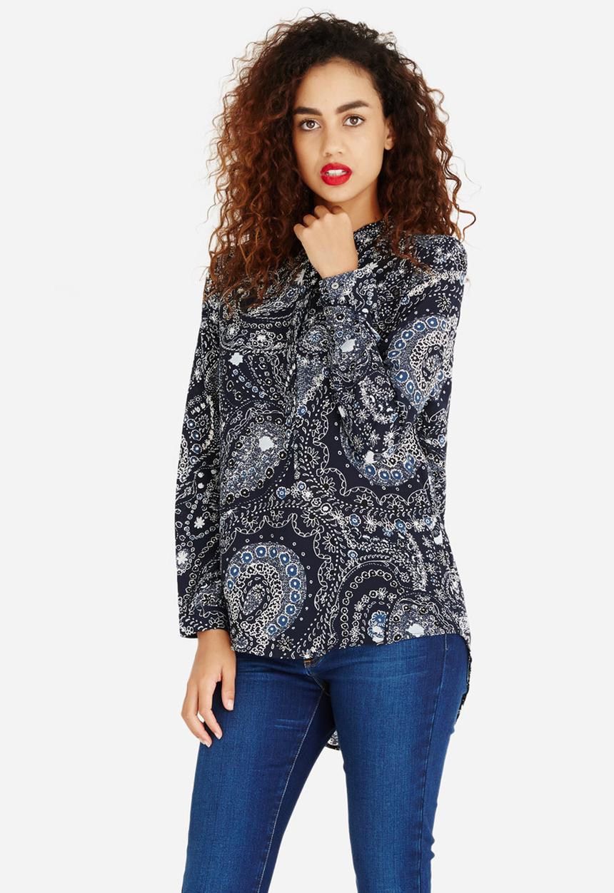 ONLY - Nova Paisley Print Tunic Shirt Navy