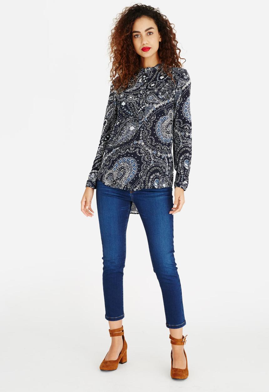 ONLY - Nova Paisley Print Tunic Shirt Navy