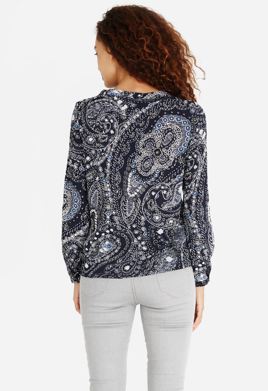 ONLY - Nova Paisley Print Placket Shirt Navy