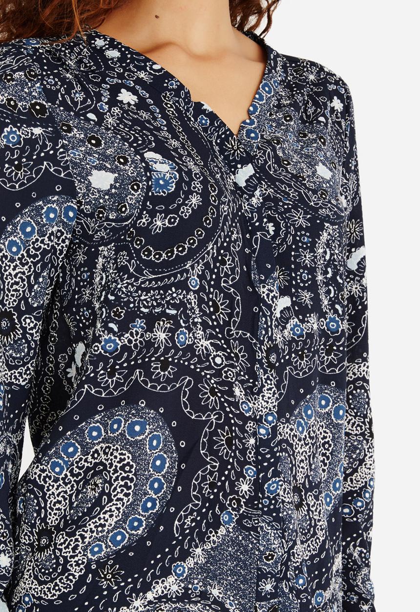 ONLY - Nova Paisley Print Placket Shirt Navy
