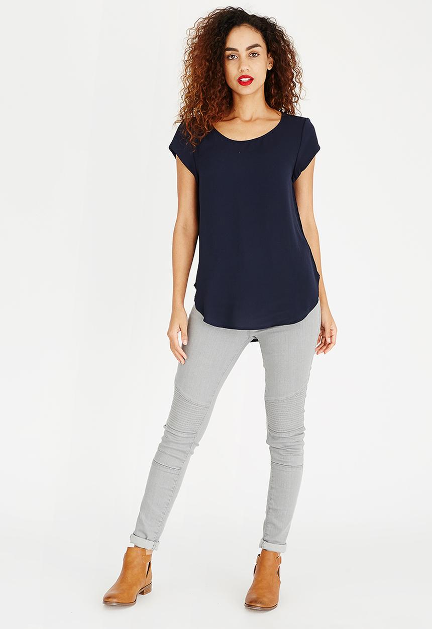 ONLY - Nova Lux Short Sleeve Blouse Navy