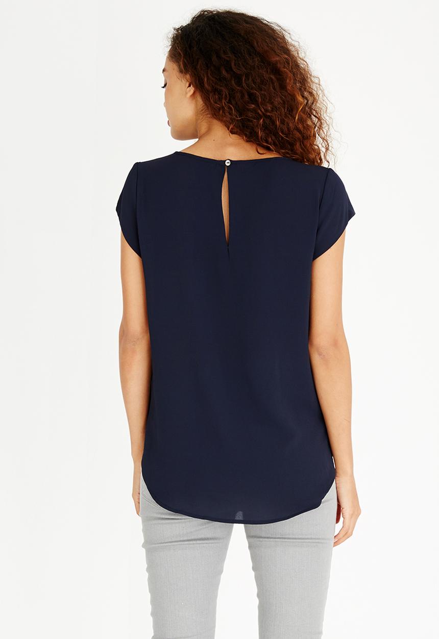 ONLY - Nova Lux Short Sleeve Blouse Navy